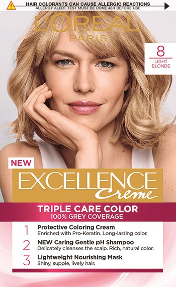 Hårfarge 8 Lys blond Excellence Creme pakkebilde